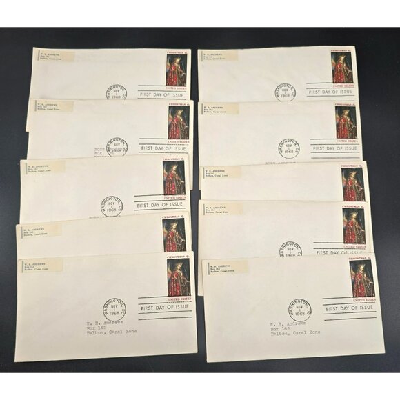 1968 First Day Of Issue Envelopes Christmas 6¢ Stamp Washington D.C. Lot LI3011 - Picture 1 of 7